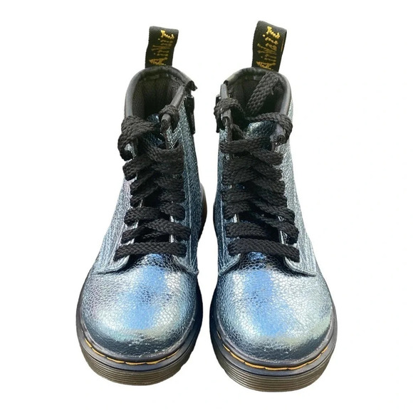 Dr. Martens Boots Girls Size 7 Euro 23, UK 6  Metallic Glitter Lace Up Side Zip - Picture 2 of 12